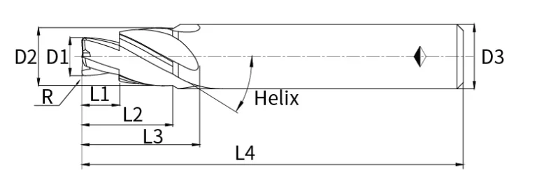 corner radius end mill stepped
