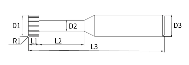 keyseat cutter corner radius drawing