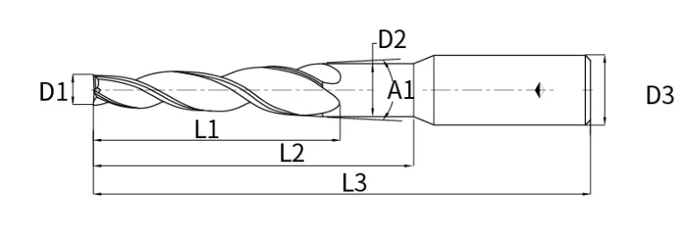 tapered end mill - square long neck